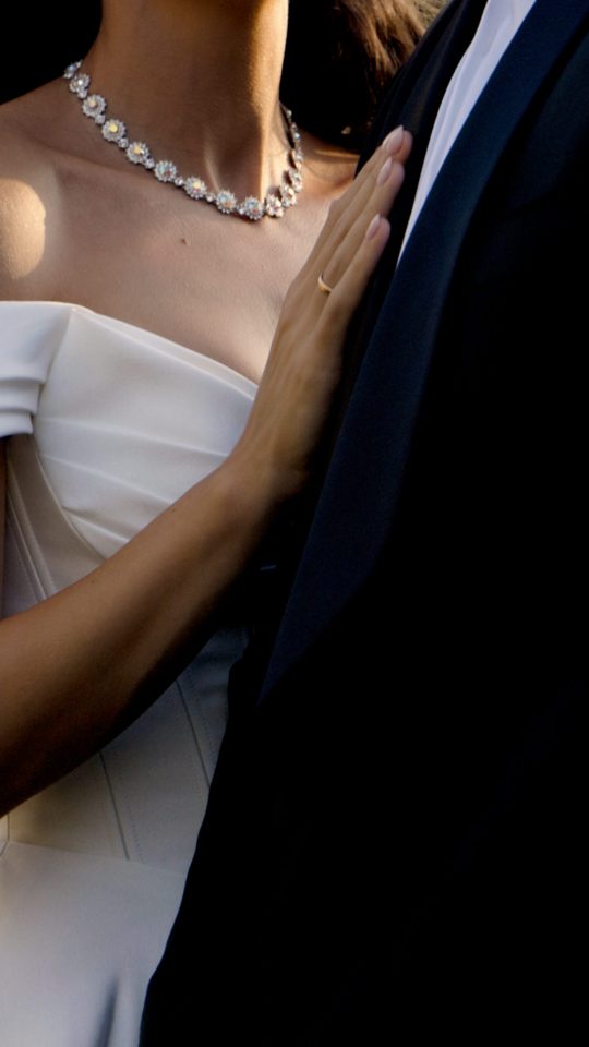 Close-up of bridal jewelry and wedding details